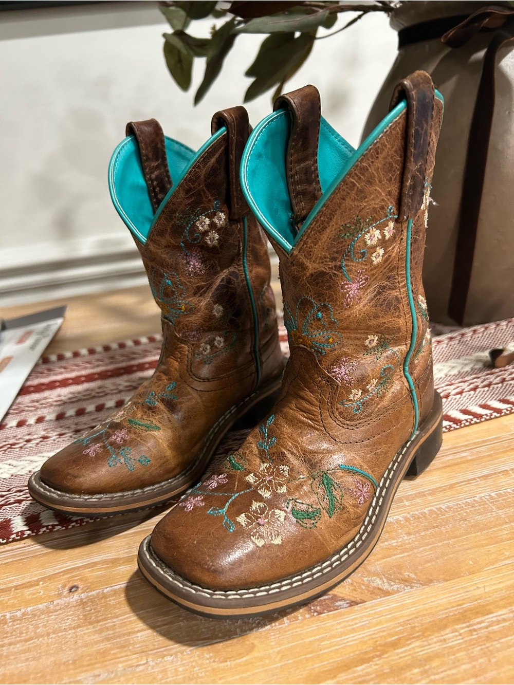 Toddler Smoky Mount.Leather Embroidered Western Boots